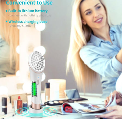 Lyte Wireless DUO Red & Blue LED Light Therapy for Face Includes Hyaluronic Serum Automatic Red and Blue LED Light Therapy Anti-Aging Wrinkle Reduction Device, White